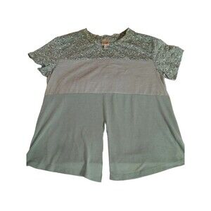 Bella Du Jour Women's Casual Top Front Tie Floral Green Print Short Sleeve SZL